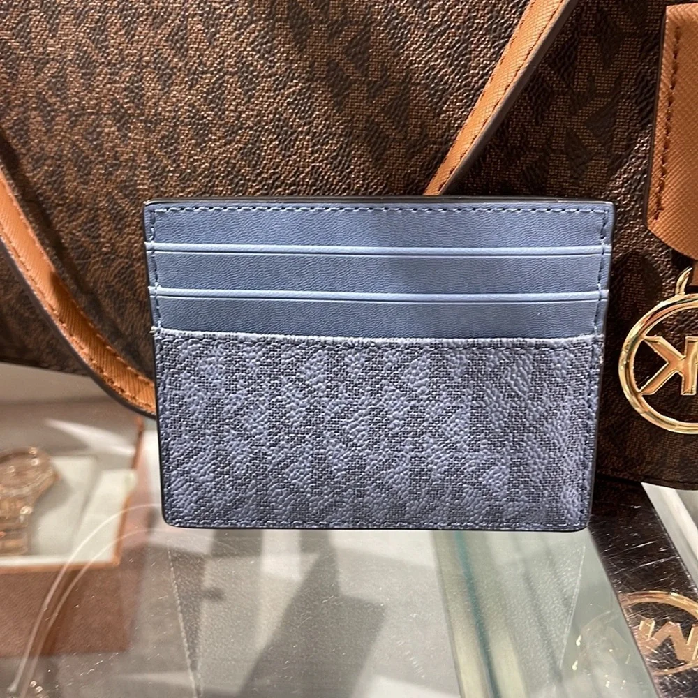 Michael Kors Cooper Graphic Logo Tall Card Case Denim Multi 36S3LCOD2B  NWT